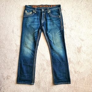 Rock Revival Straight Men Blue Jeans Size 36